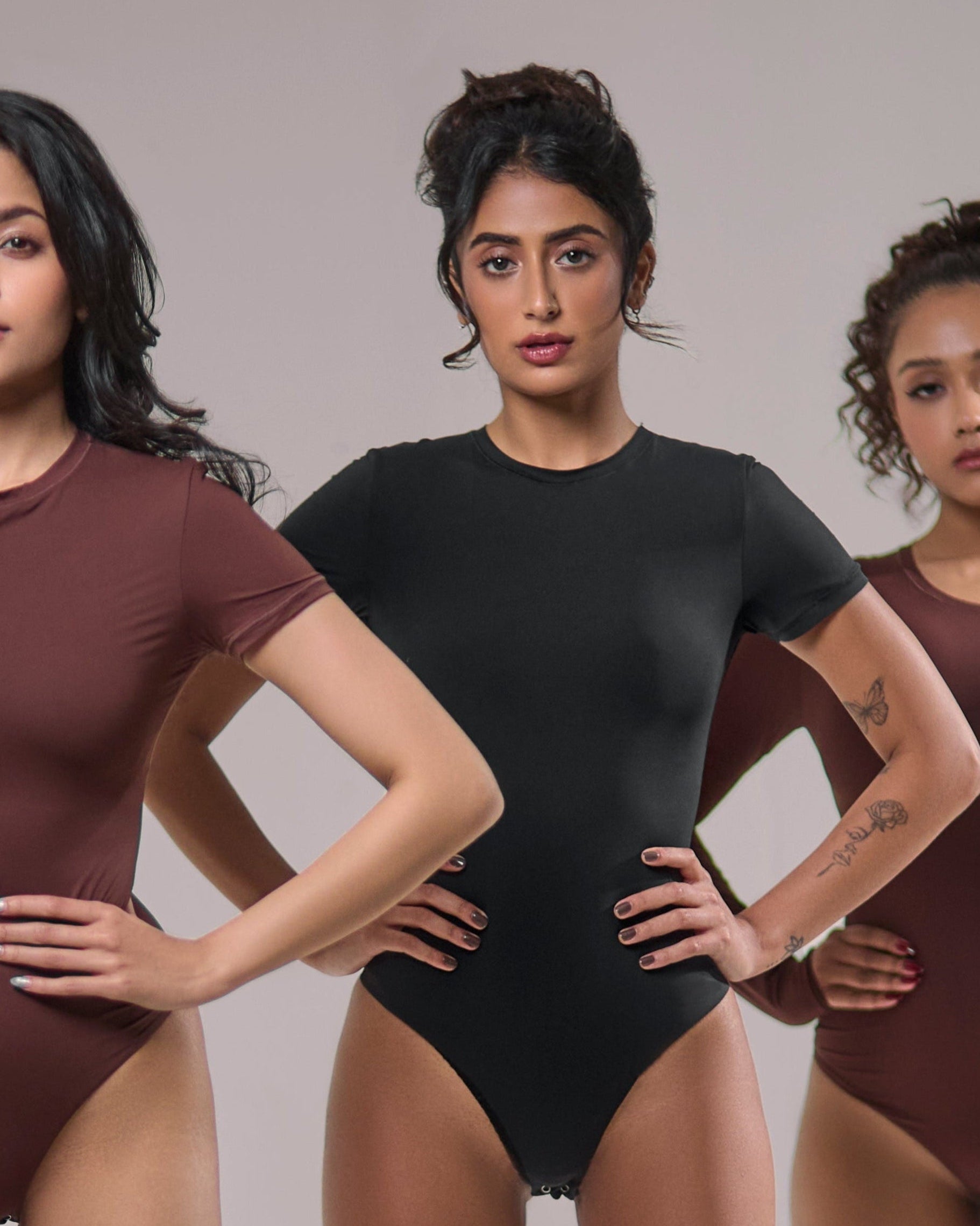 Get high-compression bodysuit shapewear in solid tones from Invogue Shop for a sleek look