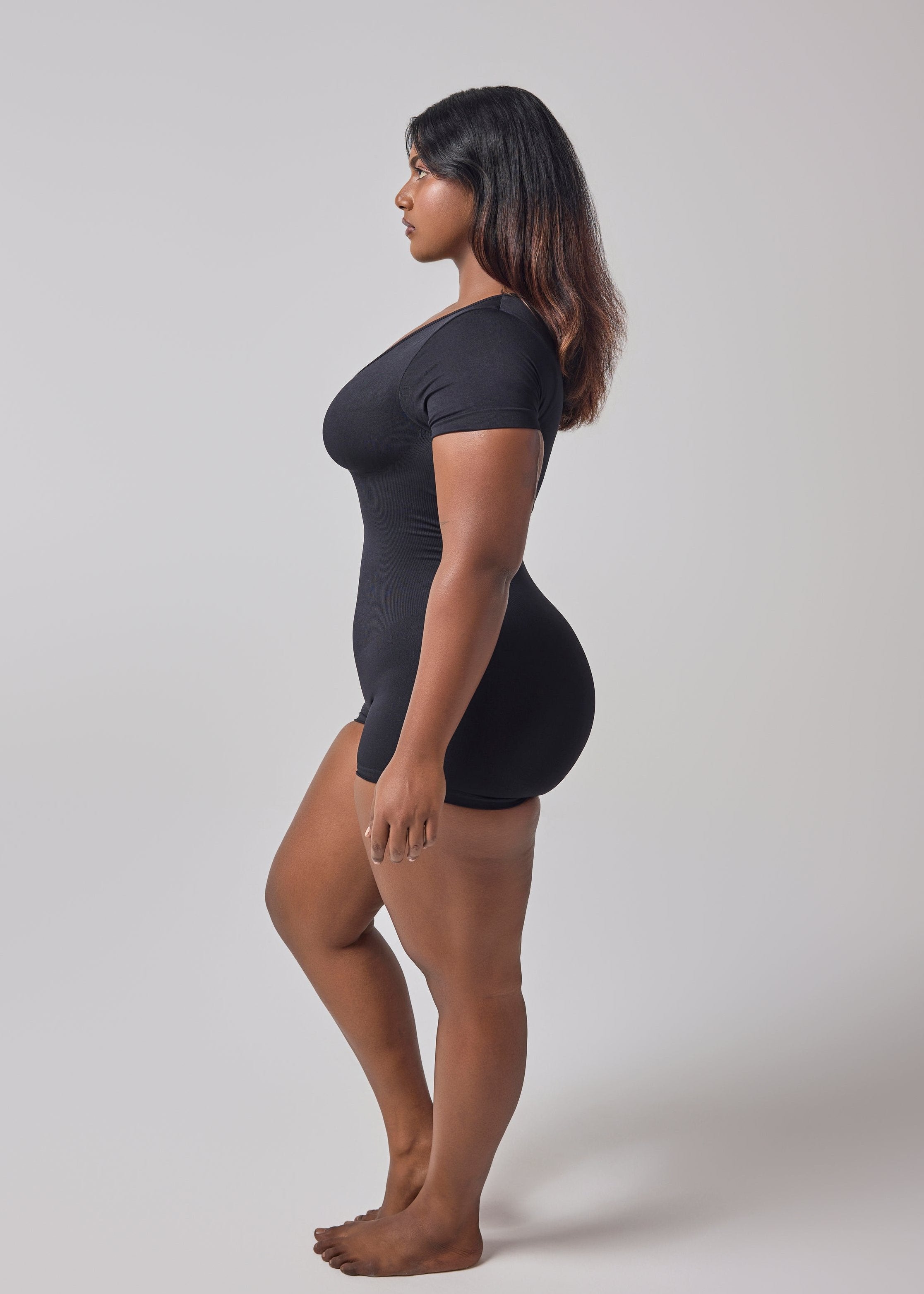 Back Color Cap Sleeves Playsuit Bodyshaper Side View