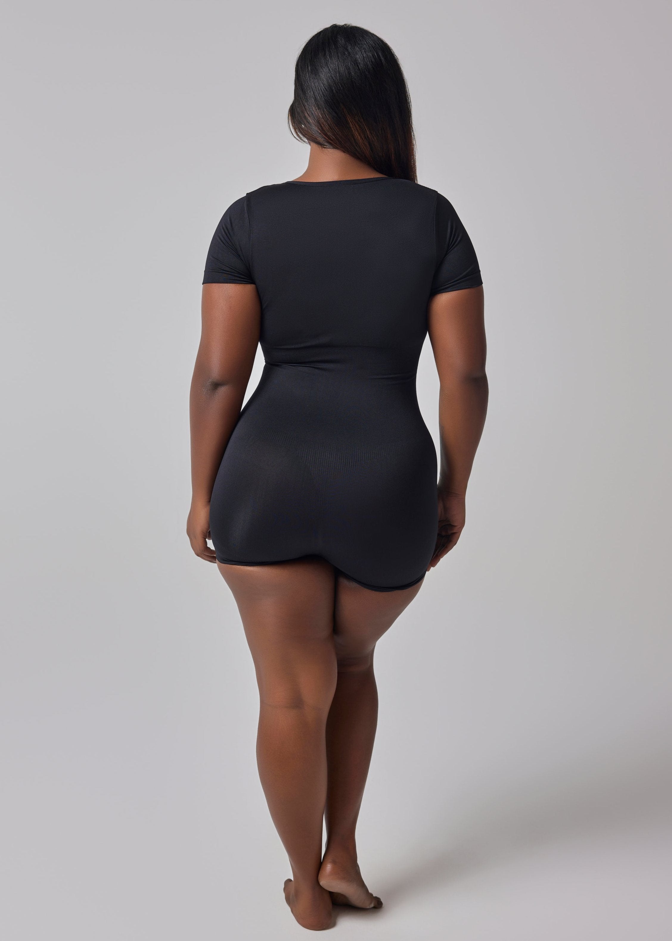 Back Color Cap Sleeves Playsuit Bodyshaper Back Side View