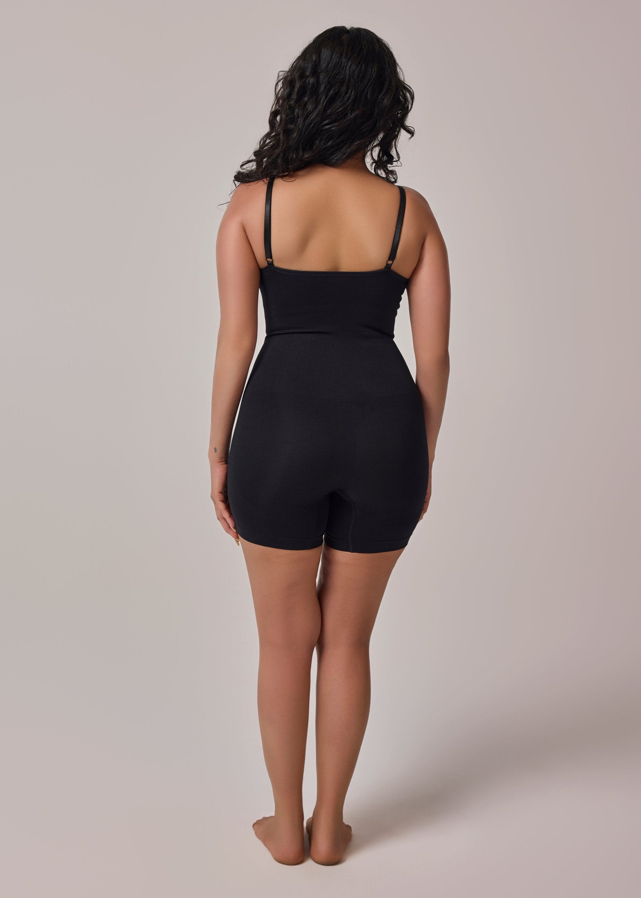 mid thigh shapewear bodysuit black color