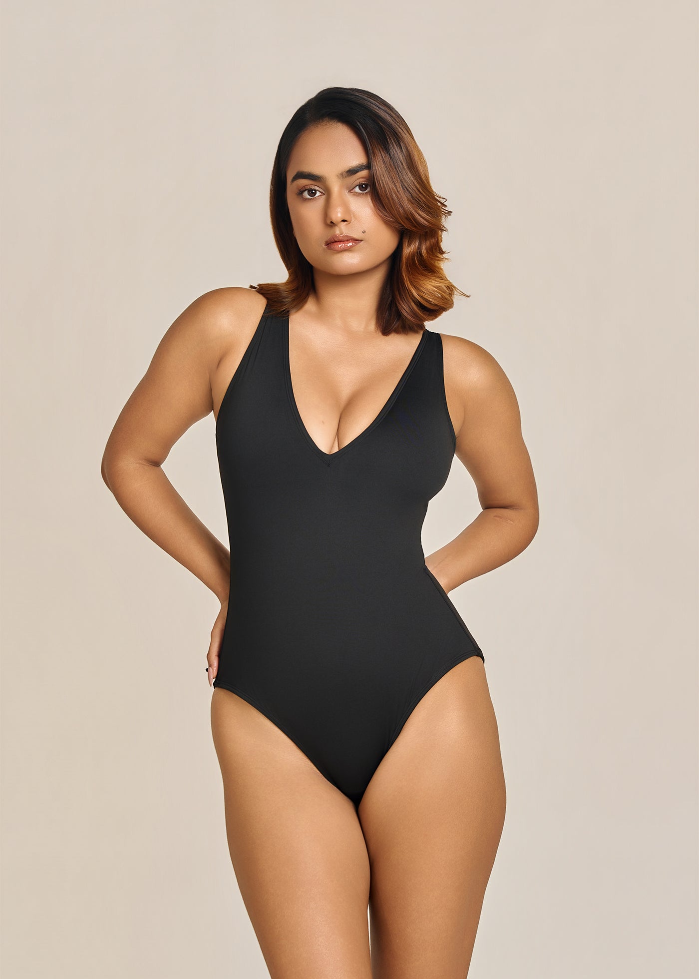 Plunge Neck Shapewear Swimsuit