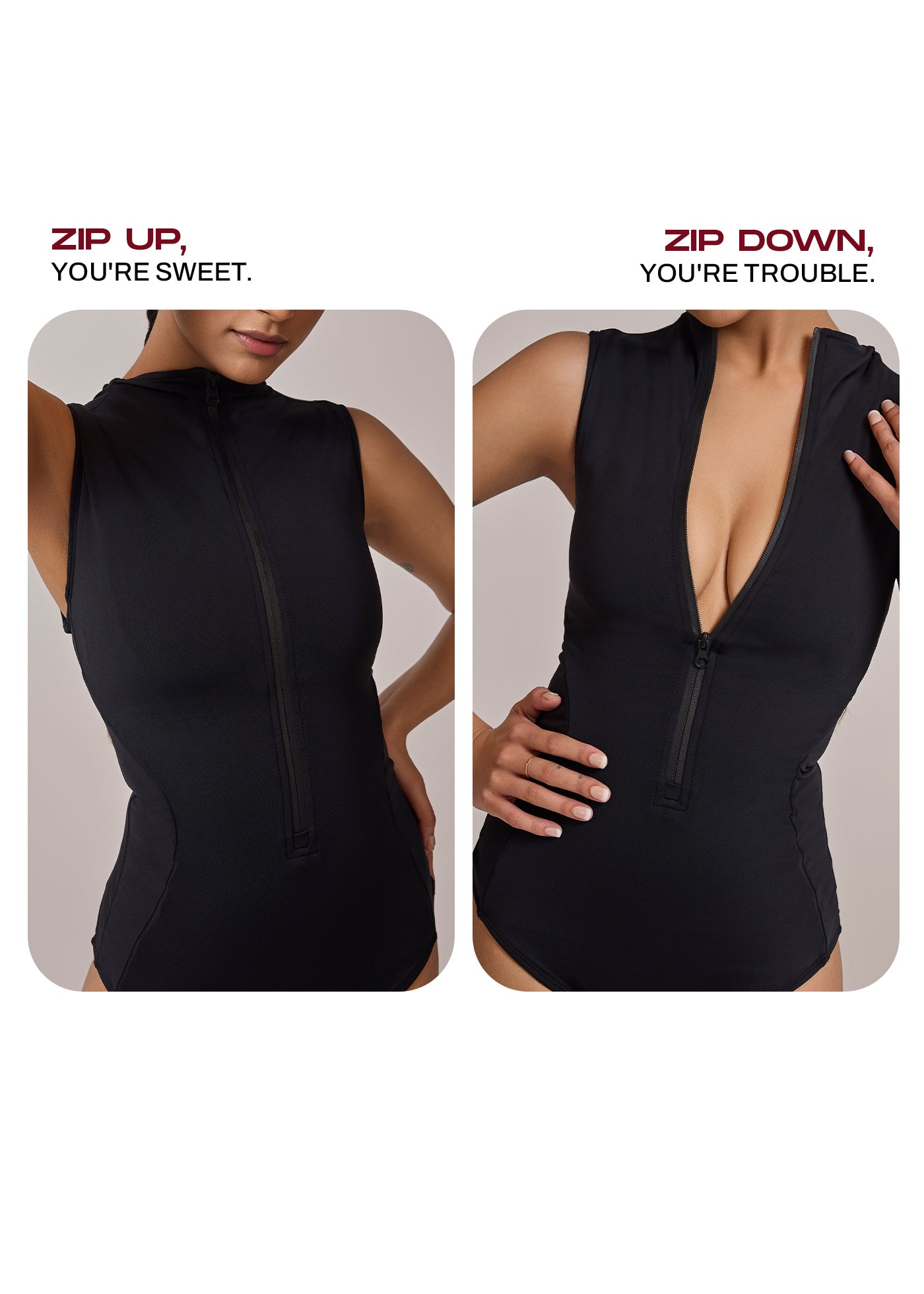 Zipper Shapewear Swimsuit by Invogue with Premium Fabric