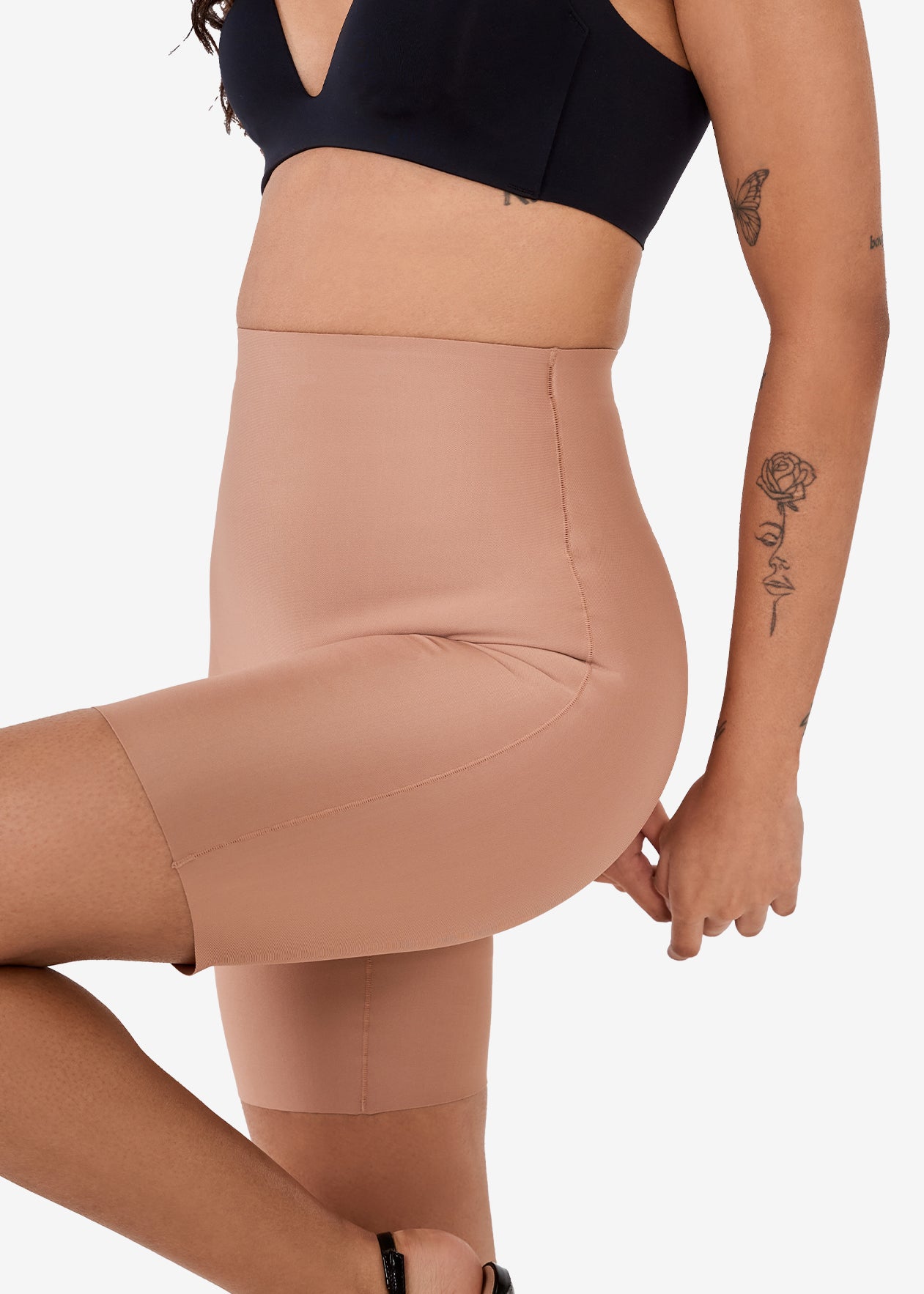mid waist beige tummy tucker short