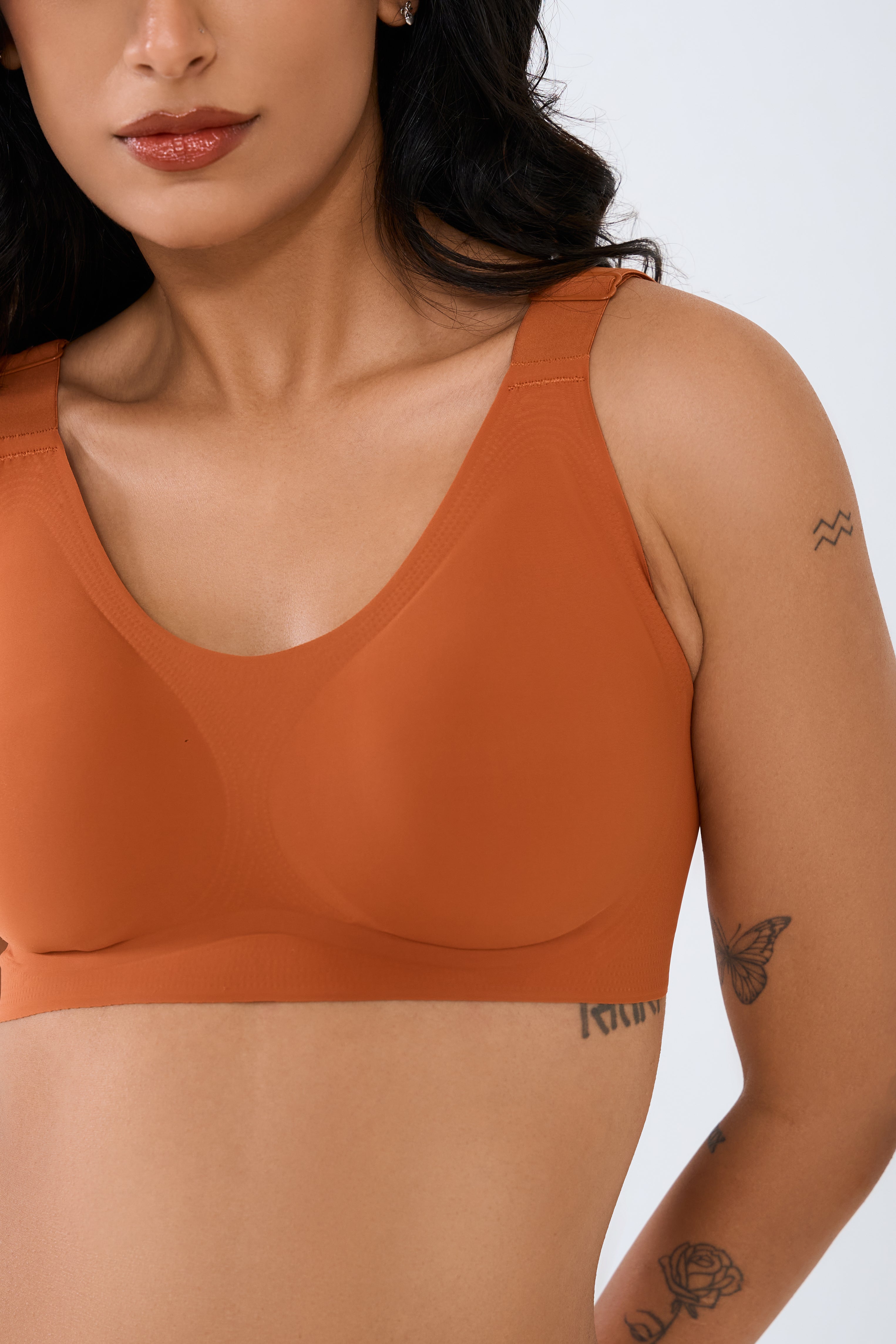 rust color lightly padded bra for every day use