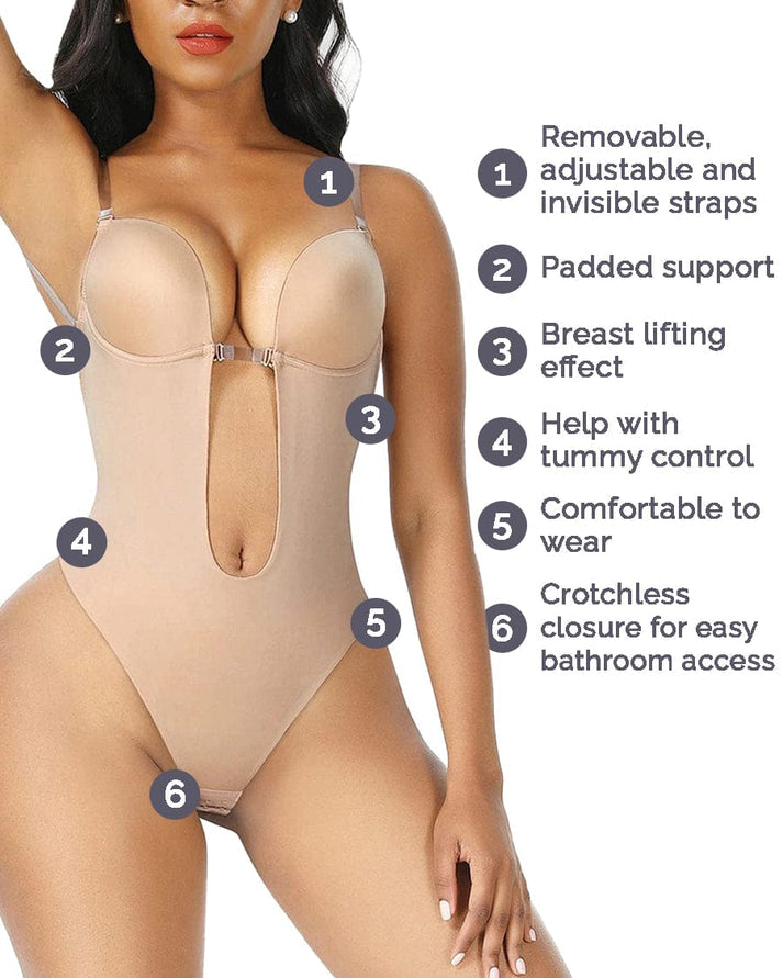 Backless Body Shaper Underwear For Women Push Up Bra Low Back